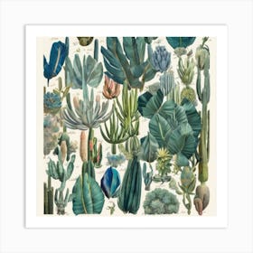 Botanical Cactus Print Jardin Majorelle, Morocco Vintage Botanical Art Print Art Print