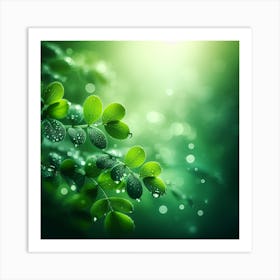 Raindrops on Leaves 1 Art Print