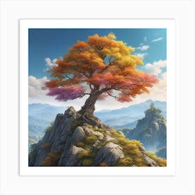 Tree On Top Of A Mountain 11 Art Print