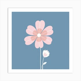 A White And Pink Flower In Minimalist Style Square Composition 41 Art Print