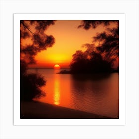 Sunset At The Lake Art Print