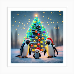 Christmas Penguins Art Print