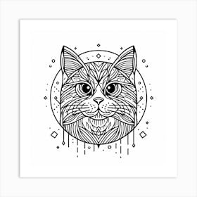 Cat Head In A Circle Art Print