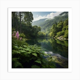 Sakura River Art Print