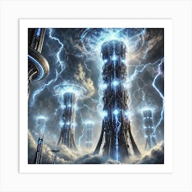 Aether Towers Storm Channeling Art Print