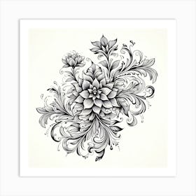 Floral Tattoo Design Art Print
