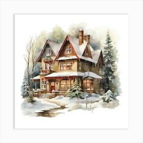 Victorian House In Winter Art Print