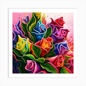 Colorful Roses Art Print