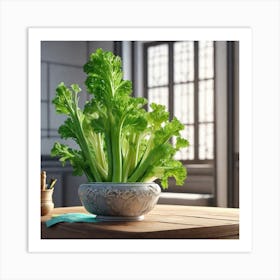 Frame Created From Celery On Edges And Nothing In Middle Ultra Hd Realistic Vivid Colors Highly (7) Art Print