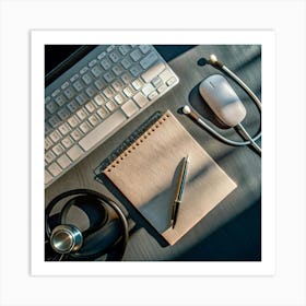 Stethoscope And Notebook Art Print