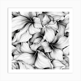 Black And White Floral Pattern Art Print