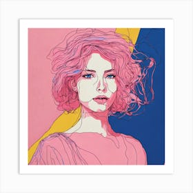 Portrait Of A Woman With Pink Hair Art Print
