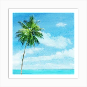 Palm Tree On The Beach Art Print