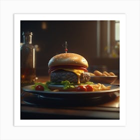 Burger On A Plate 120 Art Print