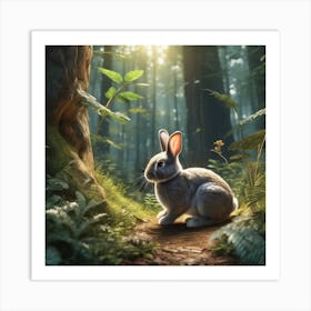 Rabbit In The Forest 97 Art Print