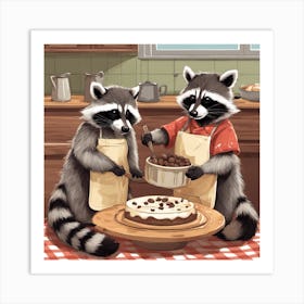 Raccoons In The Kitchen Art Print