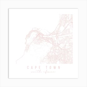 Cape Town South Africa Light Pink Minimal Street Map Square Art Print