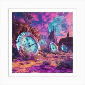 Clocks In The Desert Art Print