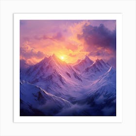 Dynamic Mountain Sunset Landscape 8 Art Print