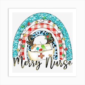 Merry Nurse Rainbow Stethoscope Christmas Tree Nurse Gifts Art Print