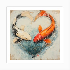 Koi Fish In Heart 9 Art Print