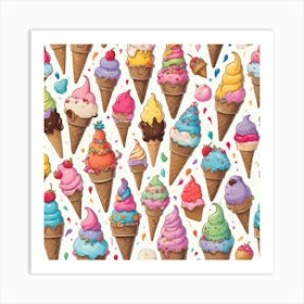 Ice Cream Pattern Art Print