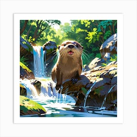 Otter In The Water 1 Art Print