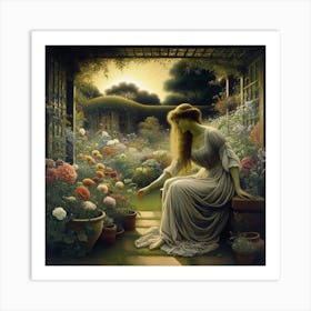 Girl In The Garden 2 Art Print