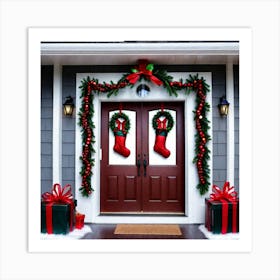 Christmas Decoration On Home Door (22) Art Print