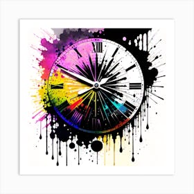 Clock With Paint Splatters 1 Art Print