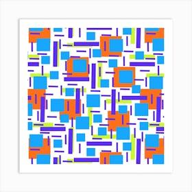 Shapely Overlap Navy Turquoise Orange Geometric Abstract 1 Art Print