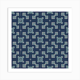 Blue Tile Pattern Art Print