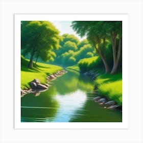River Landscape 3 Art Print