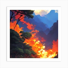 Fire In The Mountains Art Print