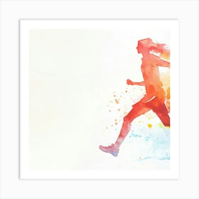 Watercolor Woman Running Art Print