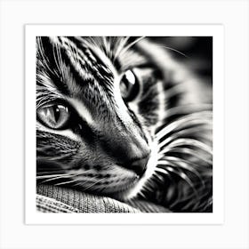 Black And White Cat 8 Art Print