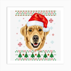 Golden Retriever Christmas Santa Ugly Sweater Dog Art Print