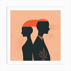 Silhouette Of A Man And Woman Art Print