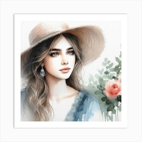 Watercolor Of A Girl Art Print