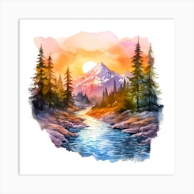 Watercolor Landscape Painting 15 Art Print