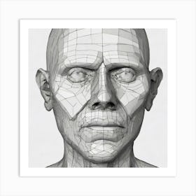 3d Model Of A Man'S Head Art Print