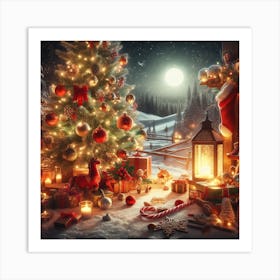 Christmas Tree In The Snow Art Print