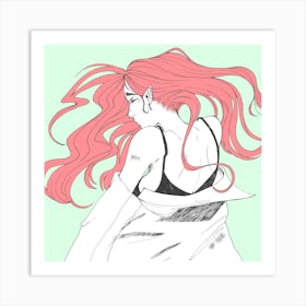 Pink Haired Girl Art Print