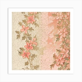 Pink Flowers On Lace Art Print