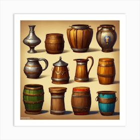 Wooden Jugs Art Print