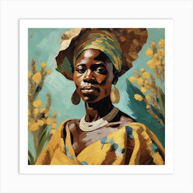 African Woman in Van Gogh style Art Print
