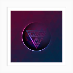 Geometric Neon Glyph on Jewel Tone Triangle Pattern 495 Art Print