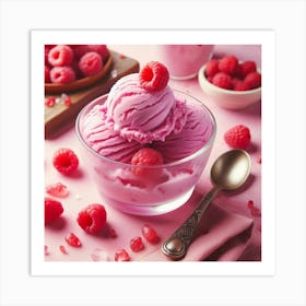 Ice Cream With Raspberries 17 Art Print