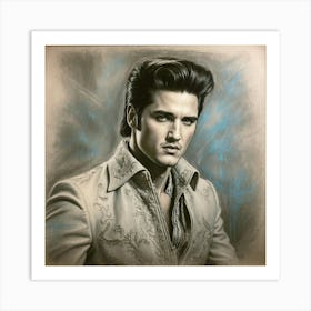 Chalk Painting Of Elvis Presley Art Print