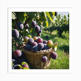 Plums In A Basket 1 Art Print